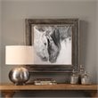 Uttermost Custom MDF Glass Iron and Paper Horses Print in Black and White
