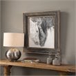 Uttermost Custom MDF Glass Iron and Paper Horses Print in Black and White