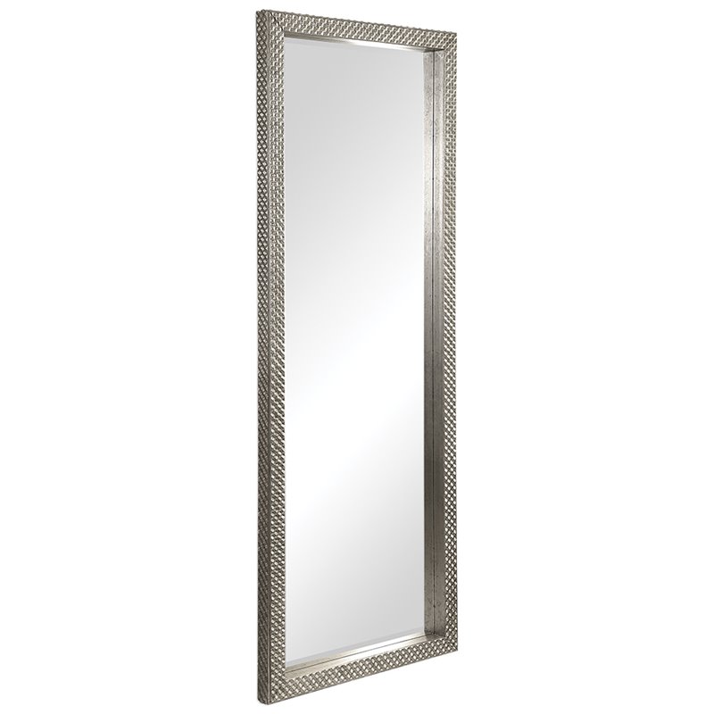 Uttermost Cacelia MDF Wood Glass and Paper Floor Decorative Mirror in Silver