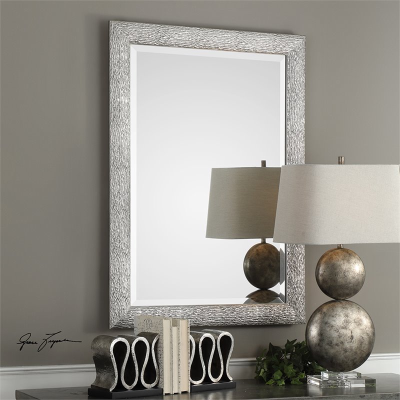 Uttermost Mossley MDF and Glass Decorative Mirror in Silver/Light Gray