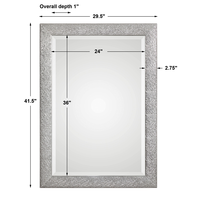 Uttermost Mossley MDF and Glass Decorative Mirror in Silver/Light Gray