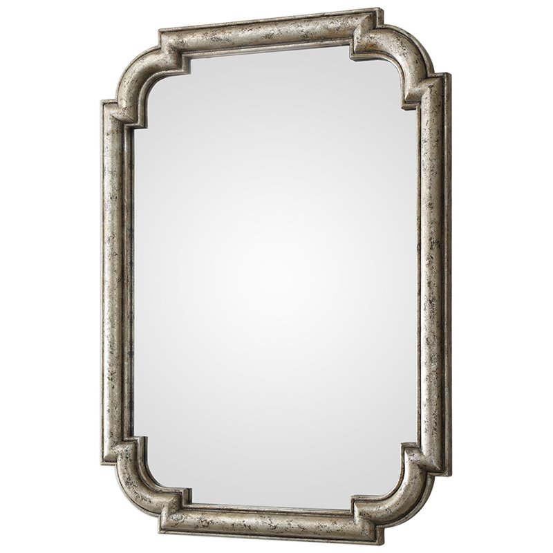 Uttermost Calanna Traditional MDF Wood Decorative Mirror in Antique Silver