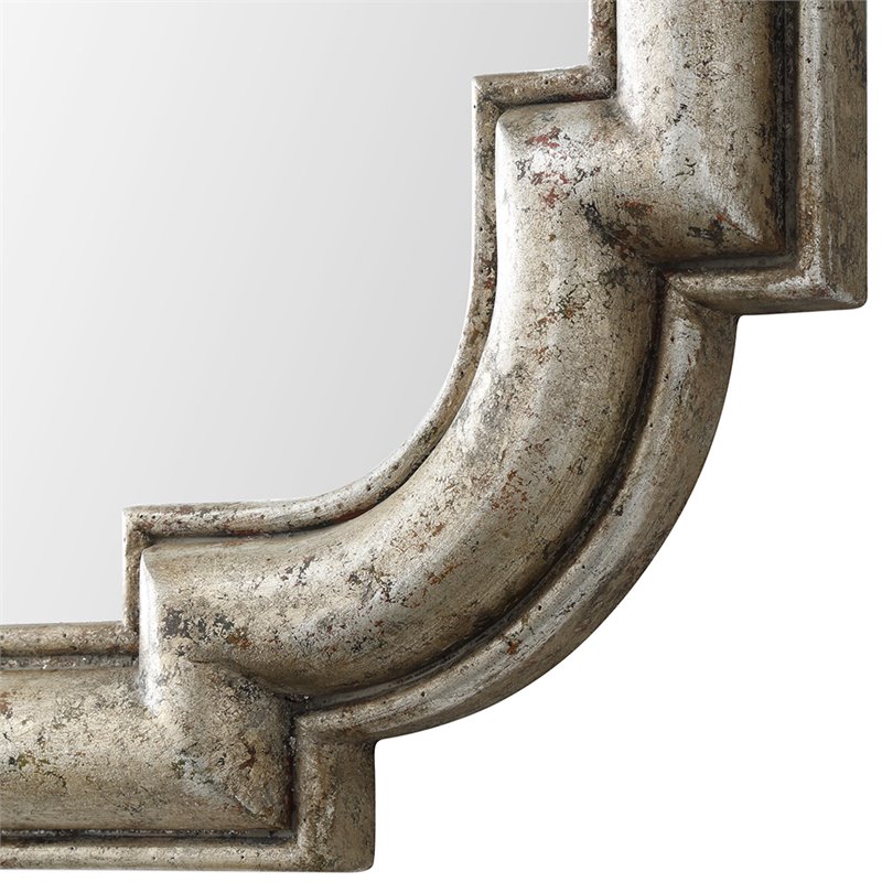 Uttermost Calanna Traditional MDF Wood Decorative Mirror in Antique Silver