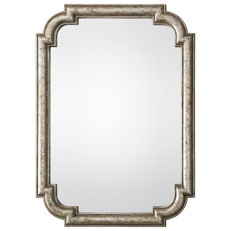 Uttermost Calanna Traditional MDF Wood Decorative Mirror in Antique Silver
