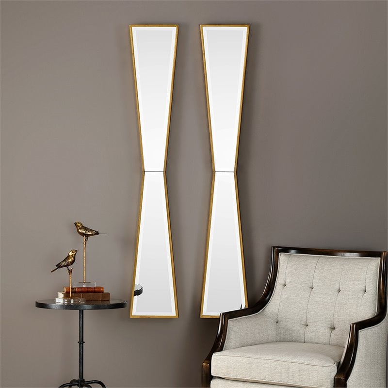 Uttermost Corbata Contemporary MDF Wood Decorative Mirror in Gold