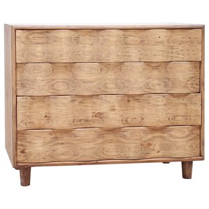 Uttermost Crawford 4-Drawer Coastal MDF Wood Accent Chest in Light Oak