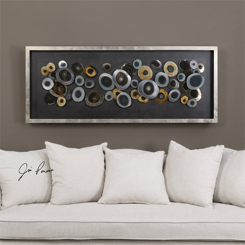 Uttermost Discs MDF Glass and Iron Shadow Box in Brown/Gold/Silver