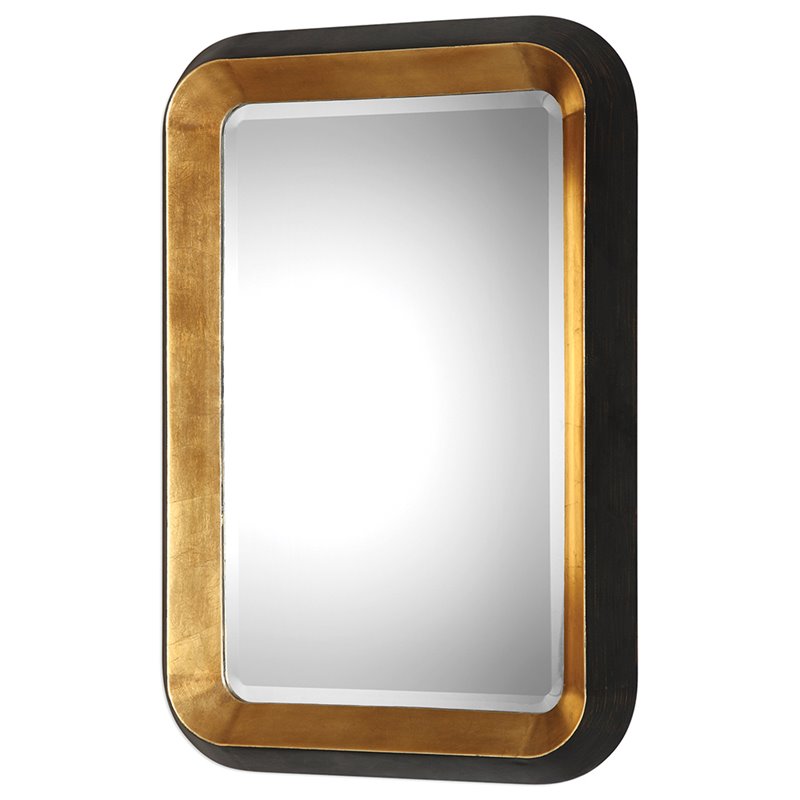 Uttermost Niva MDF Wood and Metal Decorative Mirror in Gold and Black