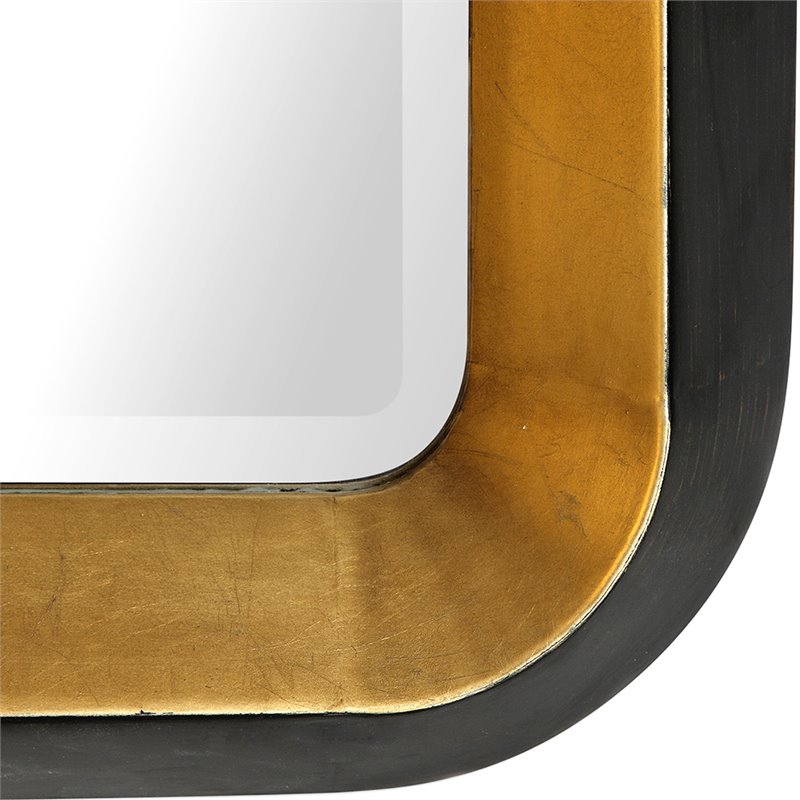 Uttermost Niva MDF Wood and Metal Decorative Mirror in Gold and Black