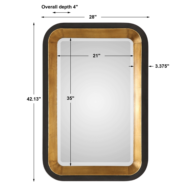 Uttermost Niva MDF Wood and Metal Decorative Mirror in Gold and Black