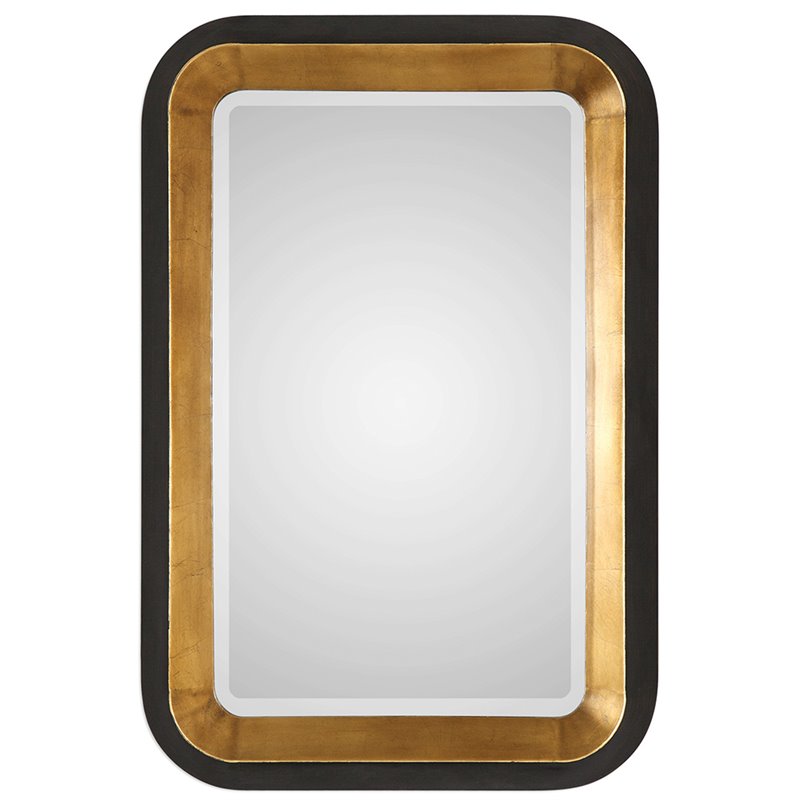 Uttermost Niva MDF Wood and Metal Decorative Mirror in Gold and Black