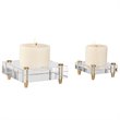 Uttermost Claire 2-Piece Crystal Block Candle Holder Set in Brass/Off White