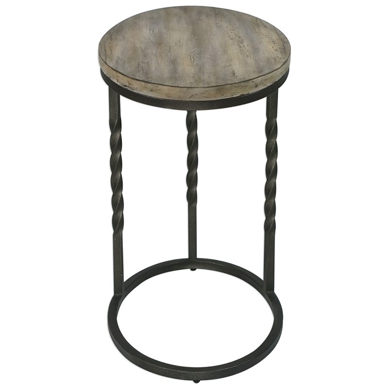 Uttermost Tauret Cantilever End Table in Weathered Ivory