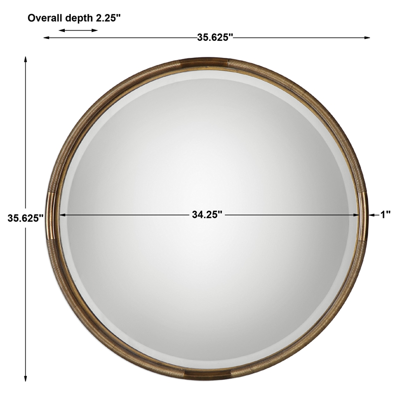 Uttermost Finnick Metal Glass and MDF Wood Decorative Mirror in Gold