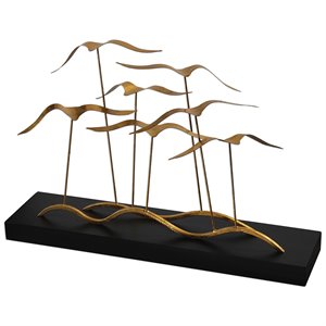 Uttermost Flock Of Seagulls Metal and MDF Sculpture in Gold and Aged Black