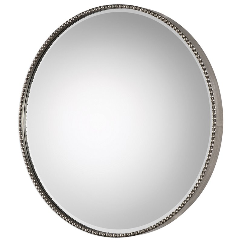 Uttermost Stefania MDF Wood and Iron Decorative Mirror in Antique Silver