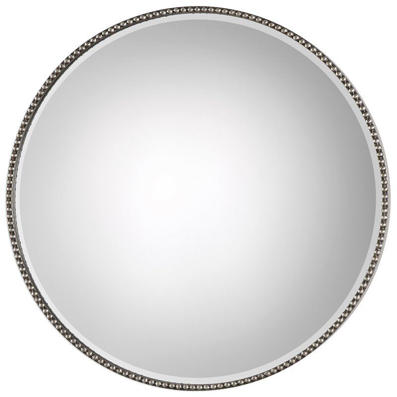 Uttermost Stefania MDF Wood and Iron Decorative Mirror in Antique Silver