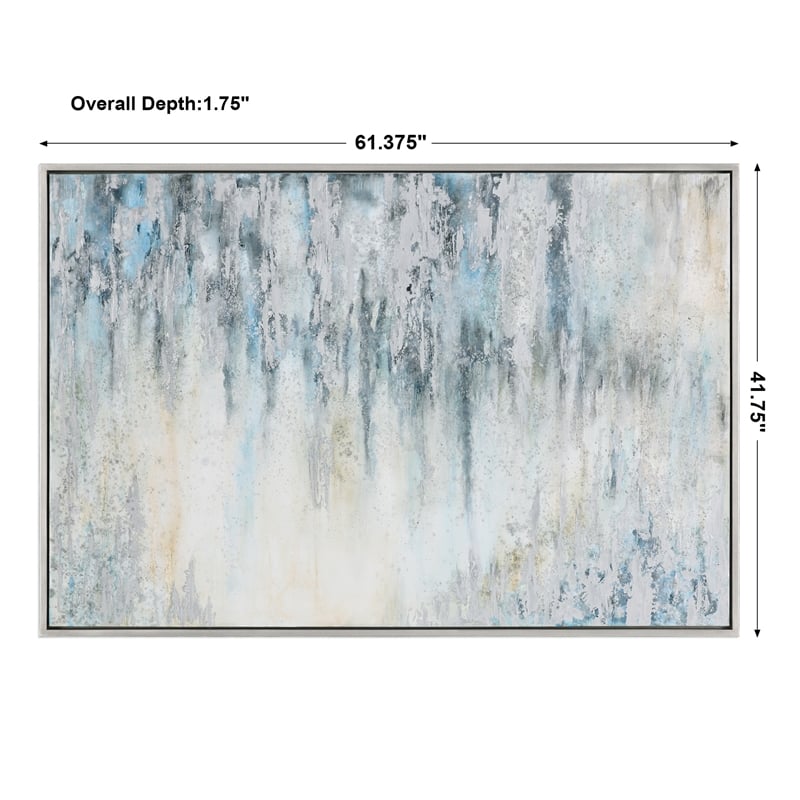 Uttermost Overcast Wood and Acrylic Abstract Art in Blue/Gray/Silver/White