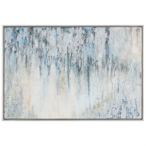 Uttermost Overcast Wood and Acrylic Abstract Art in Blue/Gray/Silver/White