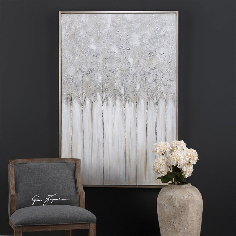 Uttermost Strength In Numbers Wood Acrylic Abstract Art in Gray/Charcoal/Beige