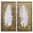 Uttermost White Feathers Wood Shadow Box in Gold/White (Set of 2)