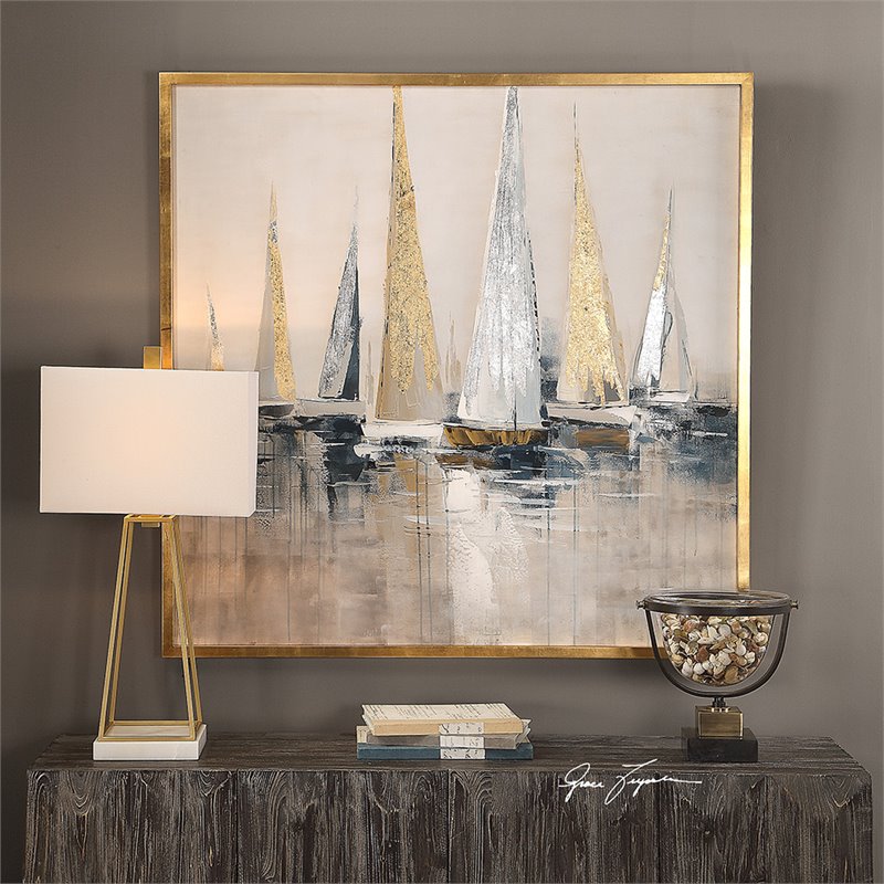 Uttermost Regatta Pine Canvas and Acrylic Nautical Art in Multi-Color