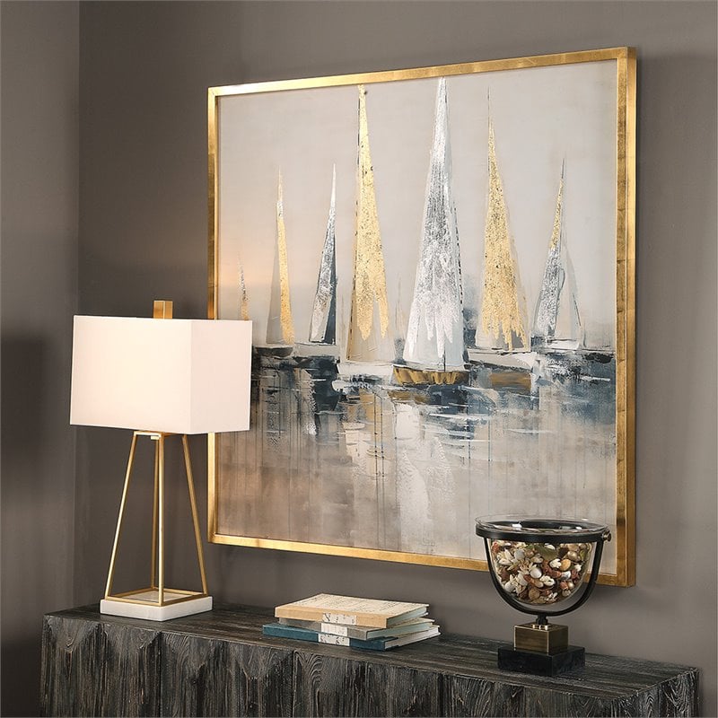 Uttermost Regatta Pine Canvas and Acrylic Nautical Art in Multi-Color
