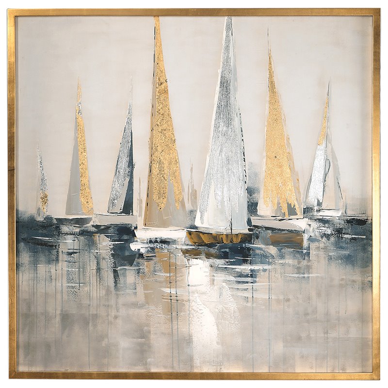 Uttermost Regatta Pine Canvas and Acrylic Nautical Art in Multi-Color