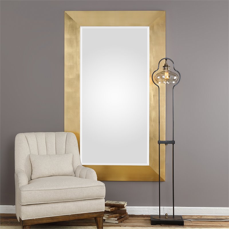 Uttermost Chaney Pine Glass and MDF Wood Decorative Mirror in Gold