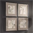 Uttermost Divination Wood Glass Paper Abstract Art in Gray/Off White (Set of 4)