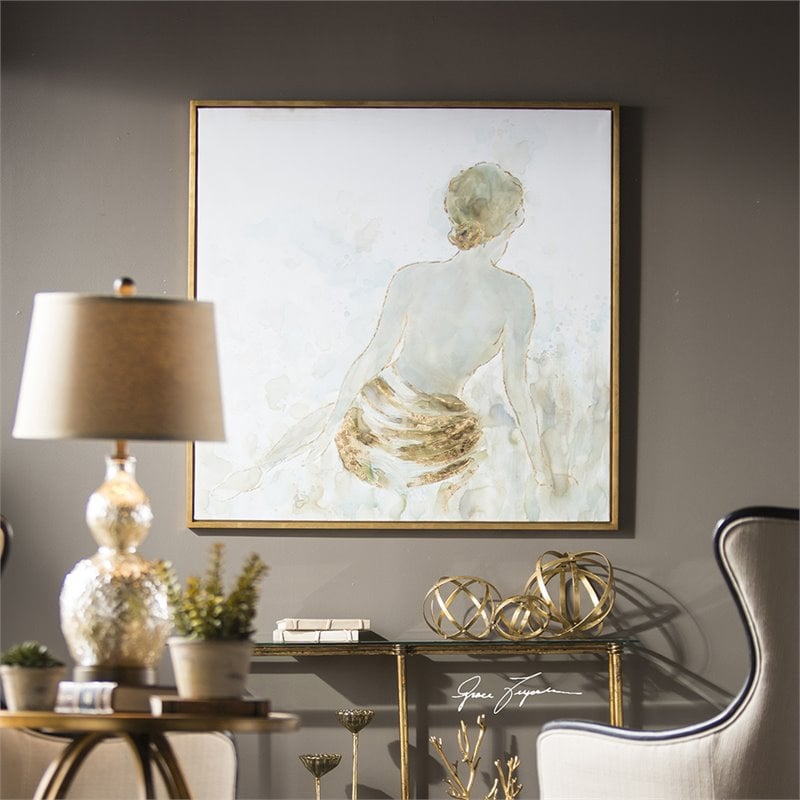 Uttermost Gold Highlights Pine Canvas and Acrylic Feminine Art in Multi-Color