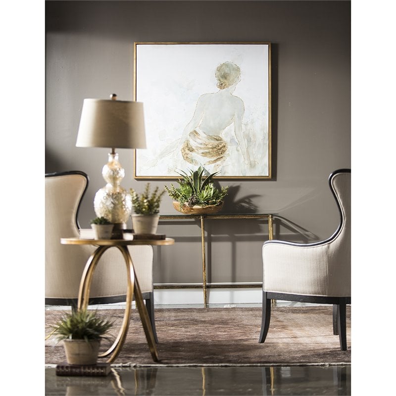 Uttermost Gold Highlights Pine Canvas and Acrylic Feminine Art in Multi-Color