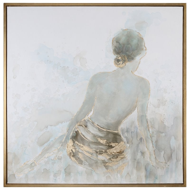 Uttermost Gold Highlights Pine Canvas and Acrylic Feminine Art in Multi-Color