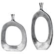 Uttermost Cierra 2-Piece Farmhouse Cast Aluminum Vase Set in Textured Nickel