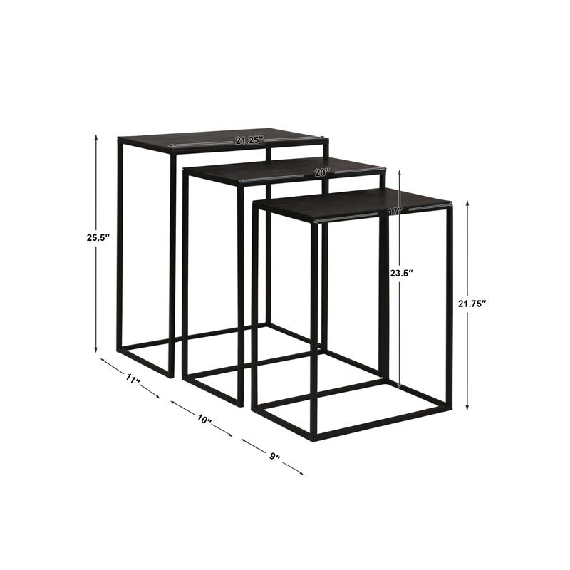 Uttermost Coreene 3-Piece Iron and Aluminum Nesting Table Set in Bronze
