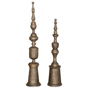 uttermost nalini 2 piece finial set in antique gold