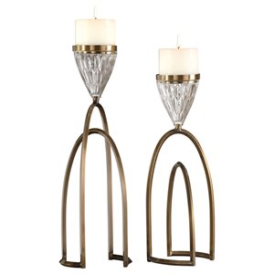 uttermost carma 2 piece candle holder set in bronze