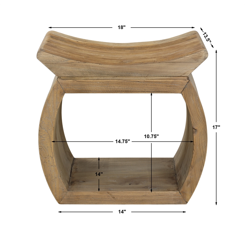 Uttermost Connor Coastal Reclaim Elm Wood Foot Stool in Natural
