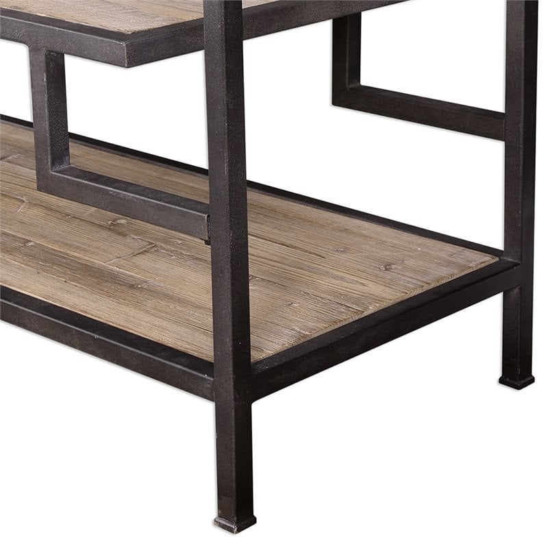 Uttermost Sherwin Recycled Pine and Iron Bookcase in Aged Black and Natural