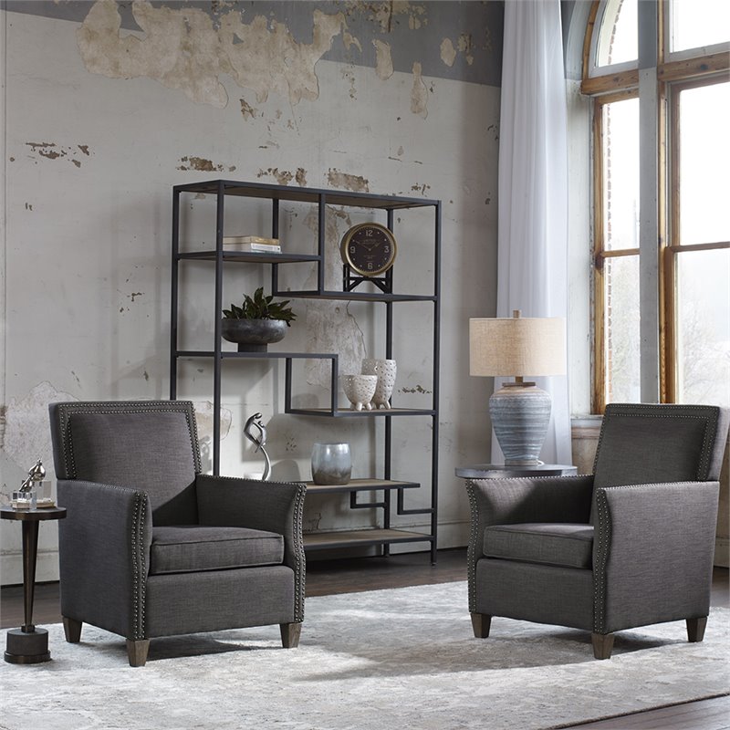 Uttermost Sherwin Recycled Pine and Iron Bookcase in Aged Black and Natural