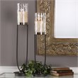 Uttermost Durga 2-Piece Metal and Glass Candle Holder Set in Matte Black/Beige