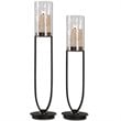 Uttermost Durga 2-Piece Metal and Glass Candle Holder Set in Matte Black/Beige