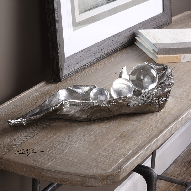 Uttermost Three Peas in A Pod Resin and Crystal Sculpture in Silver/Clear