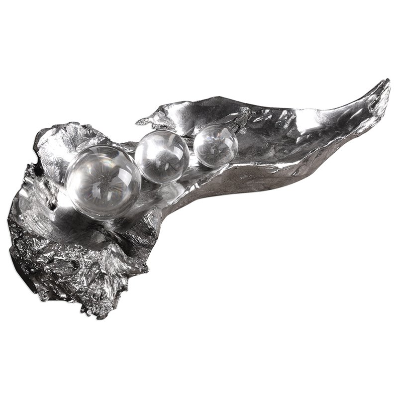 Uttermost Three Peas in A Pod Resin and Crystal Sculpture in Silver/Clear