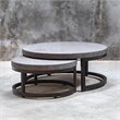 Uttermost Aiyara 2-Piece Coastal Wood Nesting Table Set in Gray and Black