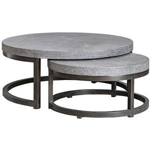 uttermost aiyara 2 piece nesting table set in gray and coffee