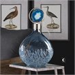 Uttermost Rae Coastal Iron and Glass Bottle in Sky Blue/Nickel
