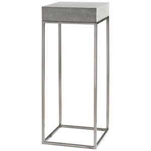 Uttermost Jude Contemporary Stainless Steel Concrete Plant Stand in Gray/Silver