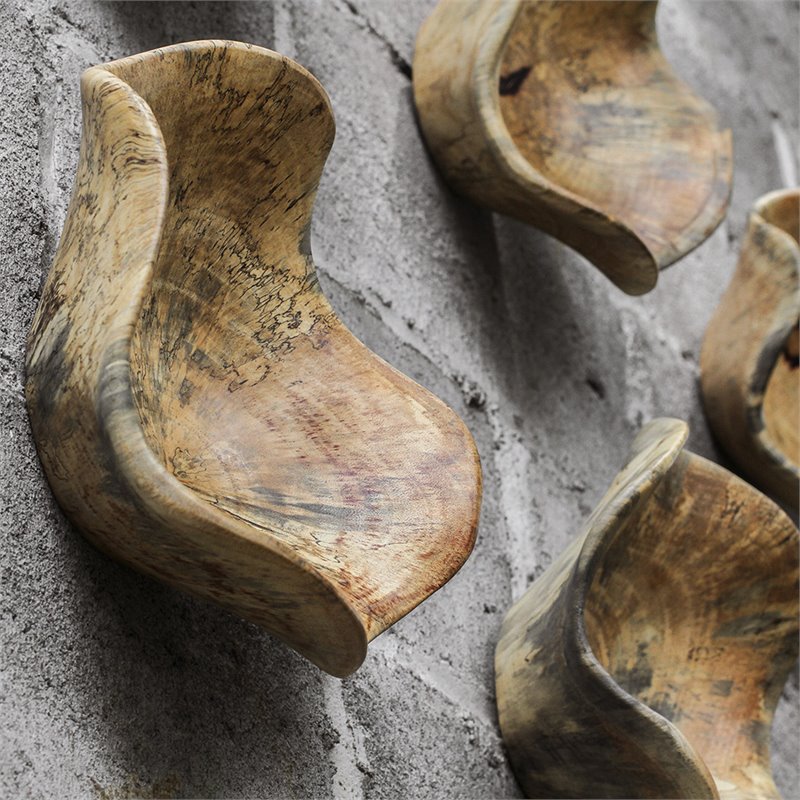 Uttermost Tamarine 3-Piece Coastal Wood Wall Sculpture Set in Natural and Gray