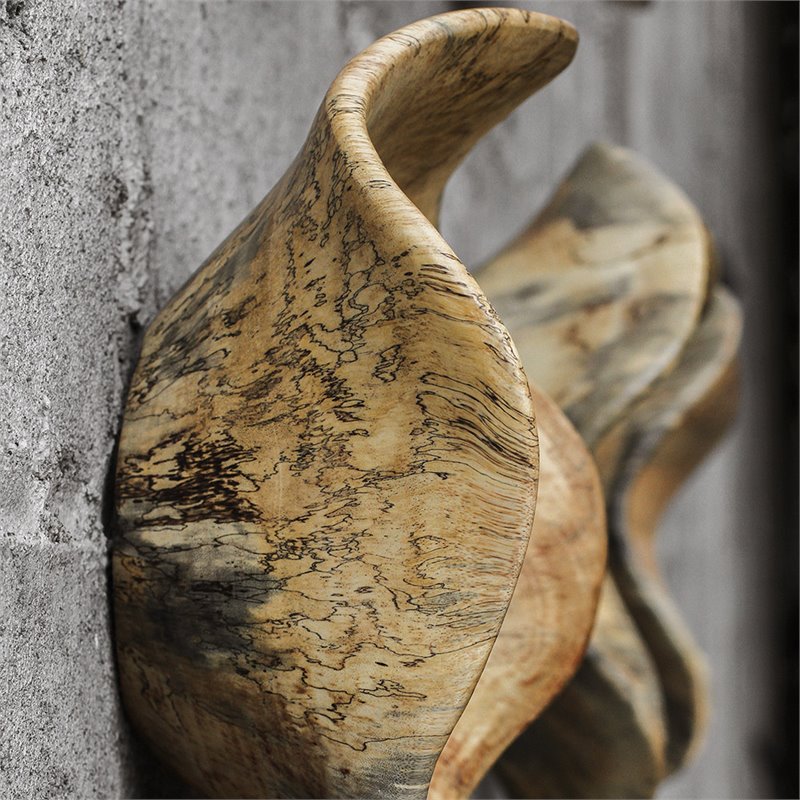 Uttermost Tamarine 3-Piece Coastal Wood Wall Sculpture Set in Natural and Gray